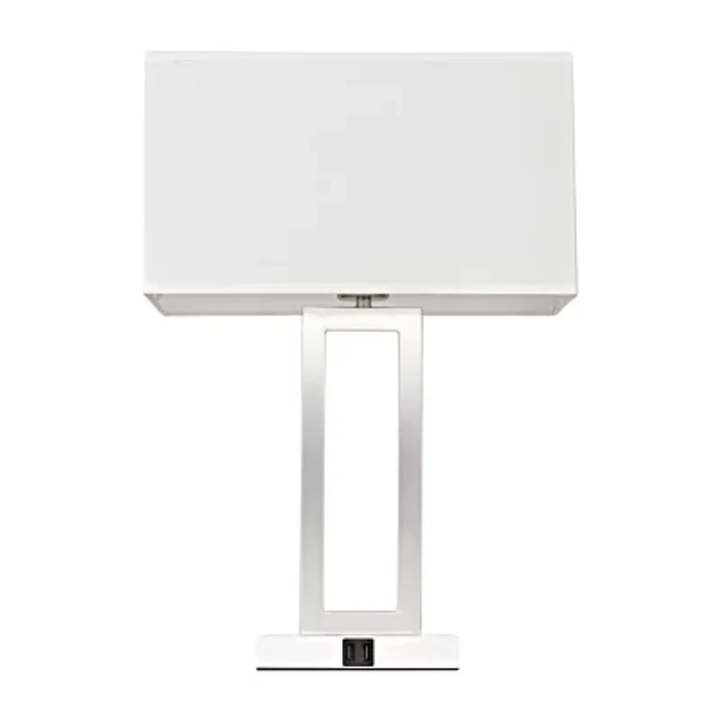 Sheffield Home 20" Juliet With 2 Usb Charging Ports Stainless Steel Table Lamp