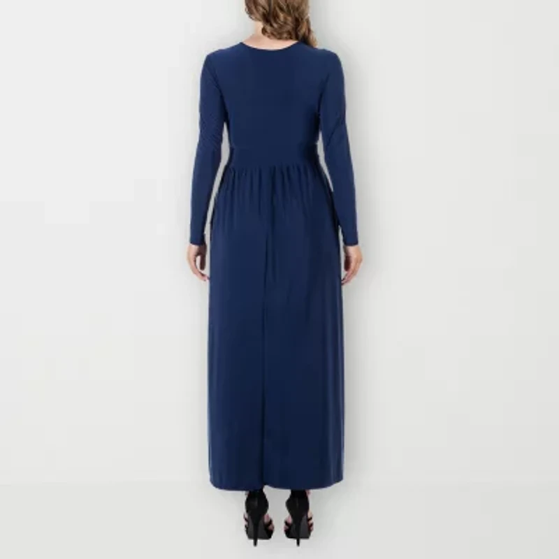 24seven Comfort Apparel Womens Long Sleeve Maxi Dress