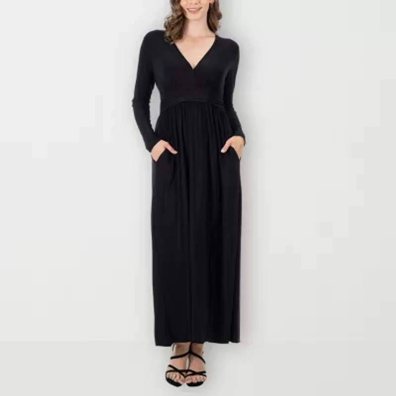 24seven Comfort Apparel Womens Long Sleeve Maxi Dress