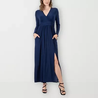 24seven Comfort Apparel Womens Long Sleeve Maxi Dress