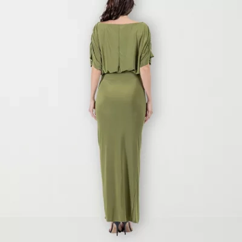 24seven Comfort Apparel Womens Short Sleeve Maxi Dress