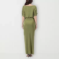 24seven Comfort Apparel Womens Short Sleeve Maxi Dress