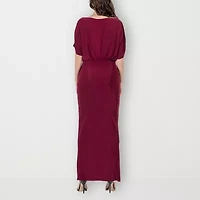 24seven Comfort Apparel Womens Boat Neck Short Sleeve Maxi Dress
