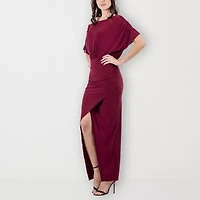 24seven Comfort Apparel Womens Boat Neck Short Sleeve Maxi Dress