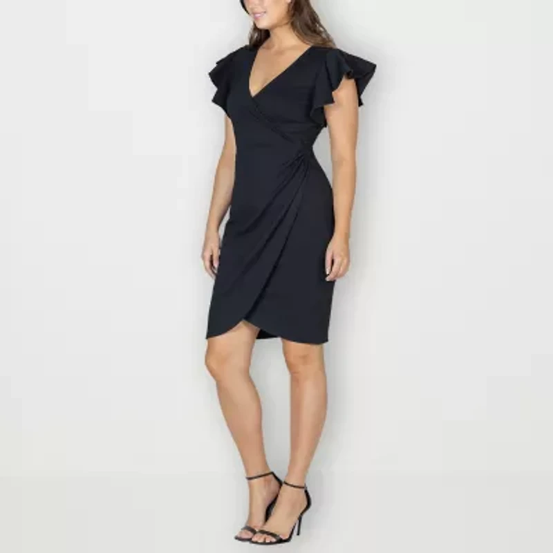 24seven Comfort Apparel Womens Short Sleeve Wrap Dress