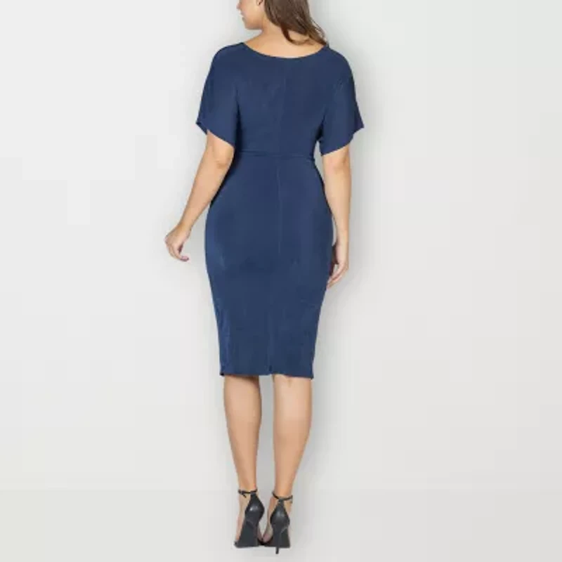 24seven Comfort Apparel Womens Short Sleeve Wrap Dress