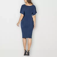 24seven Comfort Apparel Womens Short Sleeve Wrap Dress