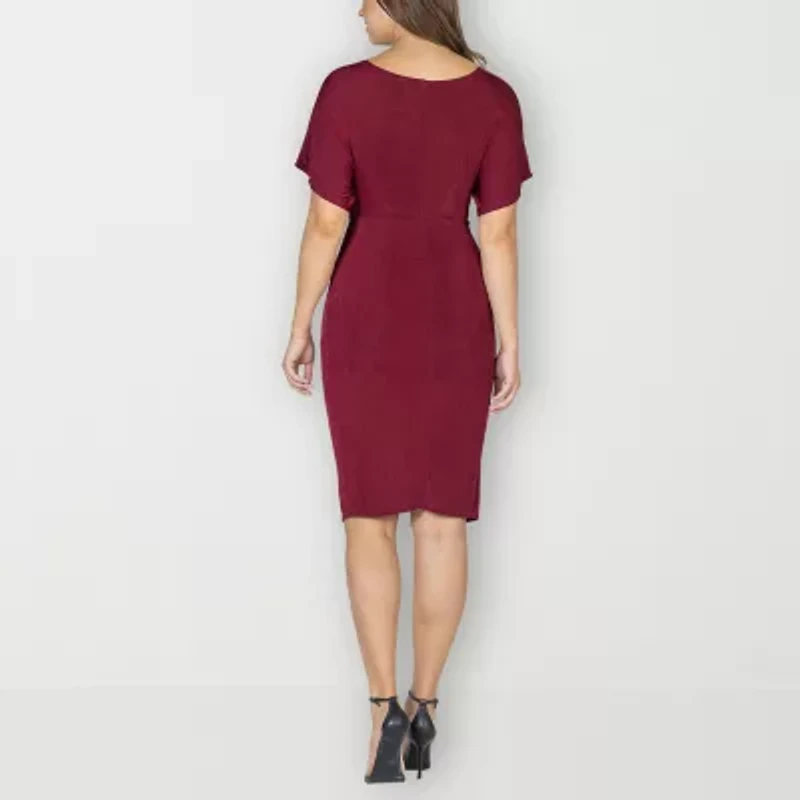24seven Comfort Apparel Womens Short Sleeve Wrap Dress