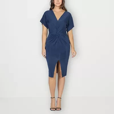 24seven Comfort Apparel Womens Short Sleeve Wrap Dress