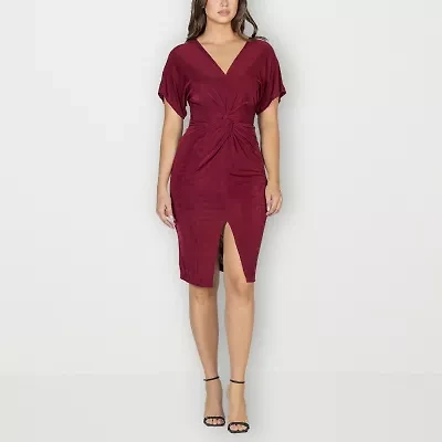 24seven Comfort Apparel Womens Short Sleeve Wrap Dress