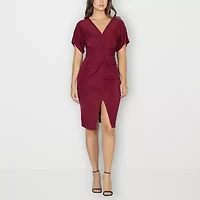 24seven Comfort Apparel Womens Short Sleeve Wrap Dress