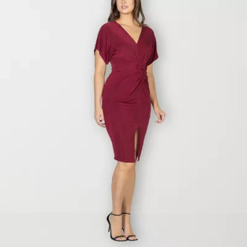 24seven Comfort Apparel Womens Short Sleeve Wrap Dress