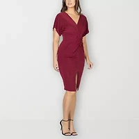24seven Comfort Apparel Womens Short Sleeve Wrap Dress