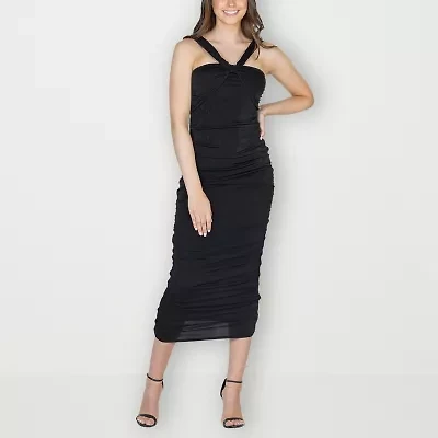 24seven Comfort Apparel Womens Sleeveless Midi Party Dress