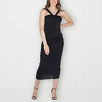 24seven Comfort Apparel Womens Sleeveless Midi Party Dress