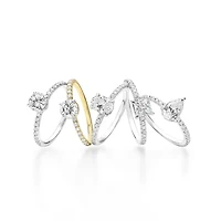(G-H / Si1-Si2) Womens 1 CT. T.W. Lab Grown White Diamond 10K Gold Round Side Stone Engagement Ring