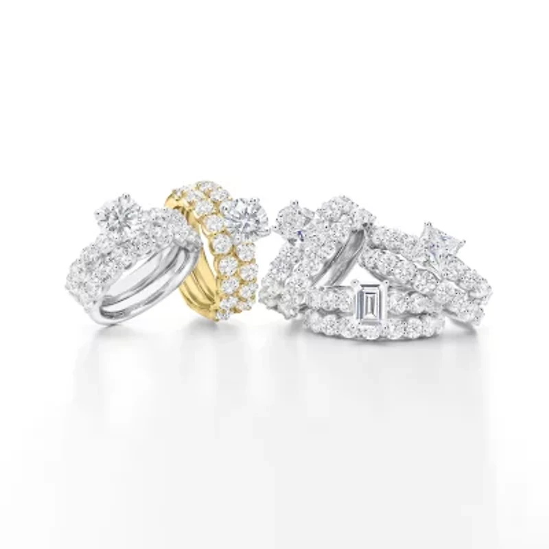 Signature By Modern Bride (G / Si1-Si2) Womens 4 CT. T.W. Lab Grown White Diamond 10K Gold Oval Side Stone Bridal Set