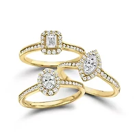 (H-I / Si1-Si2) Womens 1/2 CT. T.W. Lab Grown White Diamond 10K Gold Oval Side Stone Halo Engagement Ring