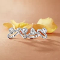 Signature By Modern Bride Womens 2 CT. T.W. Lab Grown White Diamond 10K Gold Round Side Stone Halo Bridal Set