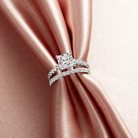 (H-I / SI1-SI2) Signature By Modern Bride Princess Cut Womens 3 CT. T.W. Lab Grown White Diamond 14K Gold Bridal Set