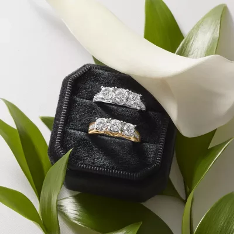 Love Lives Forever (G / Si1-Si2) Womens 1 1/2 CT. T.W. Lab Grown White Diamond 10K Gold Round 3-Stone Engagement Ring