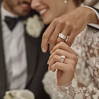 (H-I / I1) Mens 5MM 1 CT. T.W. Lab Grown White Diamond 10K Gold Wedding Band
