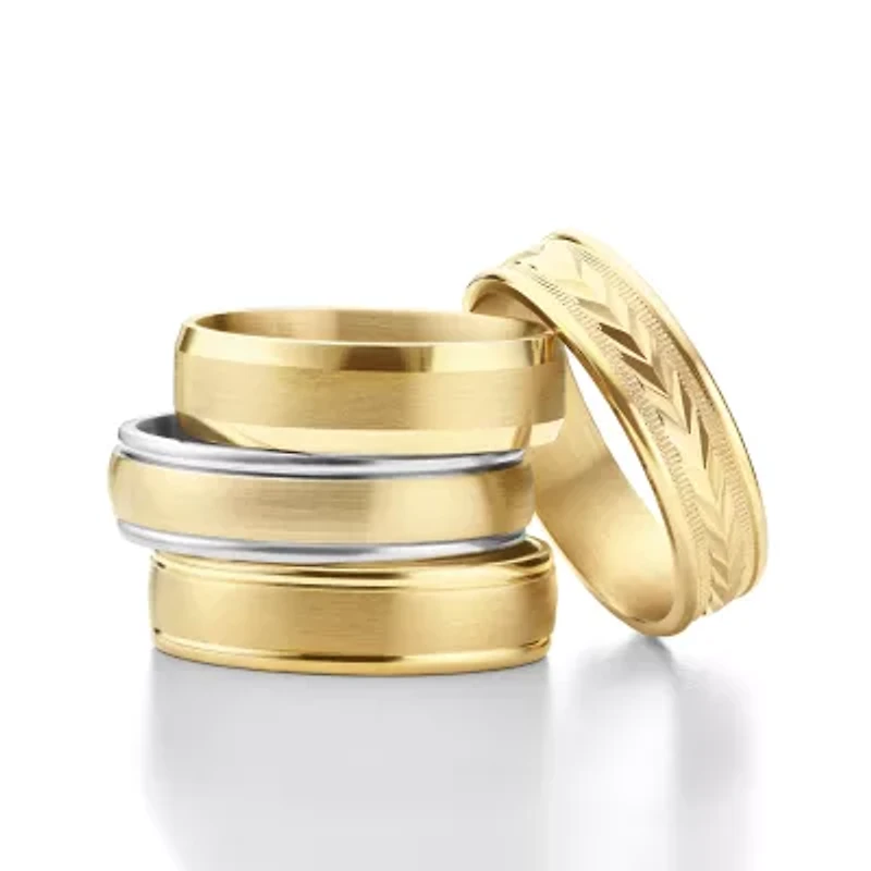 Mens 6MM 10K Two Tone Gold Wedding Band