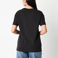 Reina Boyfriend Tee Womens Crew Neck Short Sleeve Regular Fit Juniors Graphic T-Shirt