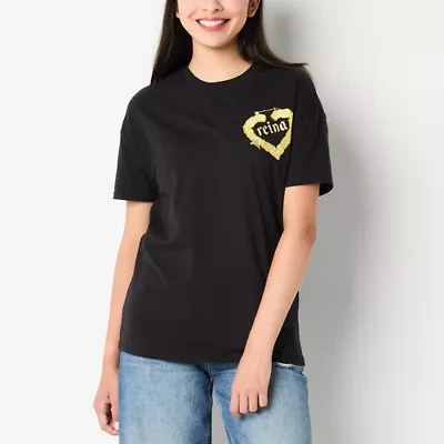 Reina Boyfriend Tee Womens Crew Neck Short Sleeve Regular Fit Juniors Graphic T-Shirt