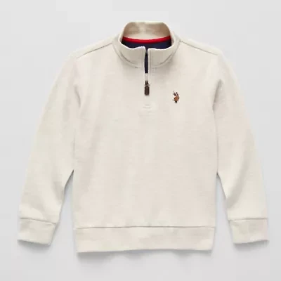 U.S. Polo Assn. Little & Big Kid Boys Mock Neck Long Sleeve Casual Quarter-Zip Pullover