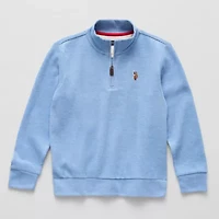 U.S. Polo Assn. Little & Big Kid Boys Mock Neck Long Sleeve Casual Quarter-Zip Pullover
