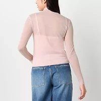 Arizona Build In Cami Womens Juniors Mock Neck Long Sleeve T-Shirt