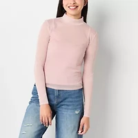 Arizona Build In Cami Womens Juniors Mock Neck Long Sleeve T-Shirt