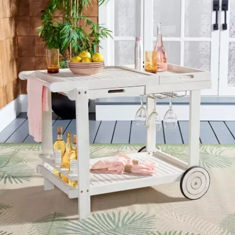 Safavieh Orland Patio Collection Wood-Top Serving Cart