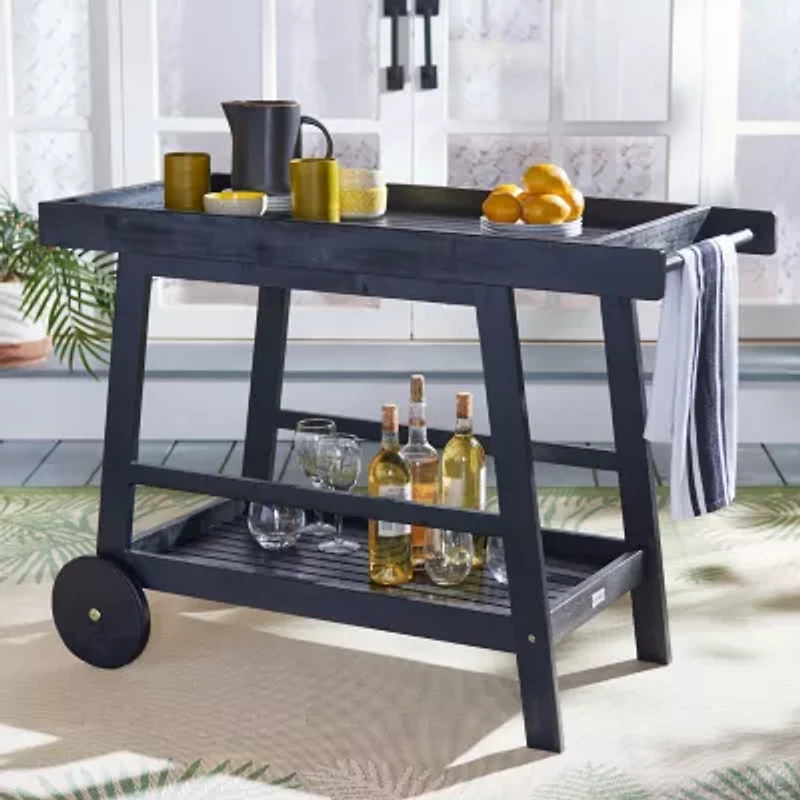 Renzo Patio Collection Wood-Top Serving Cart