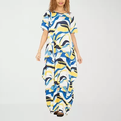 Giovanna Signature Womens Short Sleeve Abstract Maxi Dress