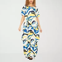 Giovanna Signature Womens Short Sleeve Abstract Maxi Dress