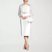 Giovanna Signature Womens Long Sleeve Embellished Midi Peplum Dress