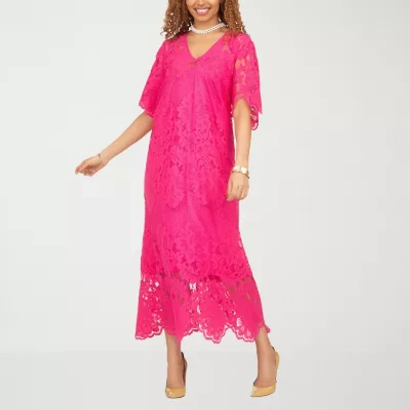 Giovanna Signature Womens Lace Easy-on + Easy-off Short Sleeve Dress Set