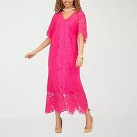 Giovanna Signature Womens Lace Easy-on + Easy-off Short Sleeve Dress Set