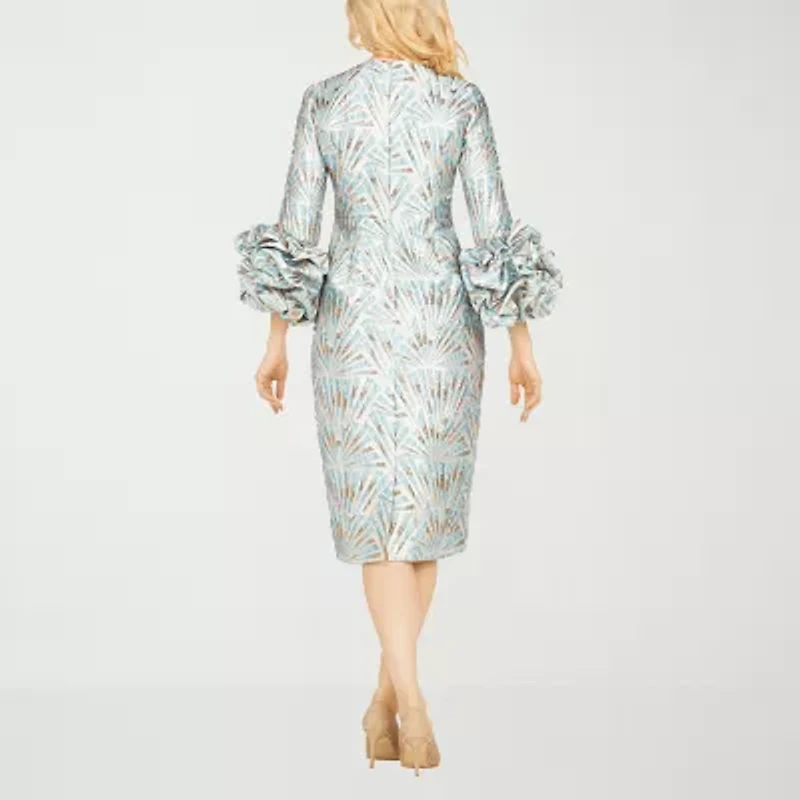Giovanna Signature Womens Easy-on + Easy-off Long Sleeve Geometric Shift Dress