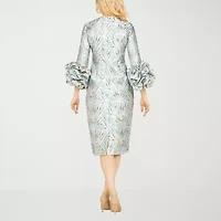 Giovanna Signature Womens Easy-on + Easy-off Long Sleeve Geometric Shift Dress