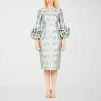Giovanna Signature Womens Easy-on + Easy-off Long Sleeve Geometric Shift Dress