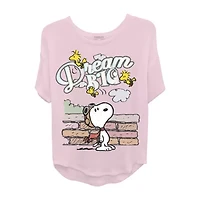 Little & Big Kid Girls Crew Neck Short Sleeve Regular Fit Peanuts Snoopy Graphic T-Shirt