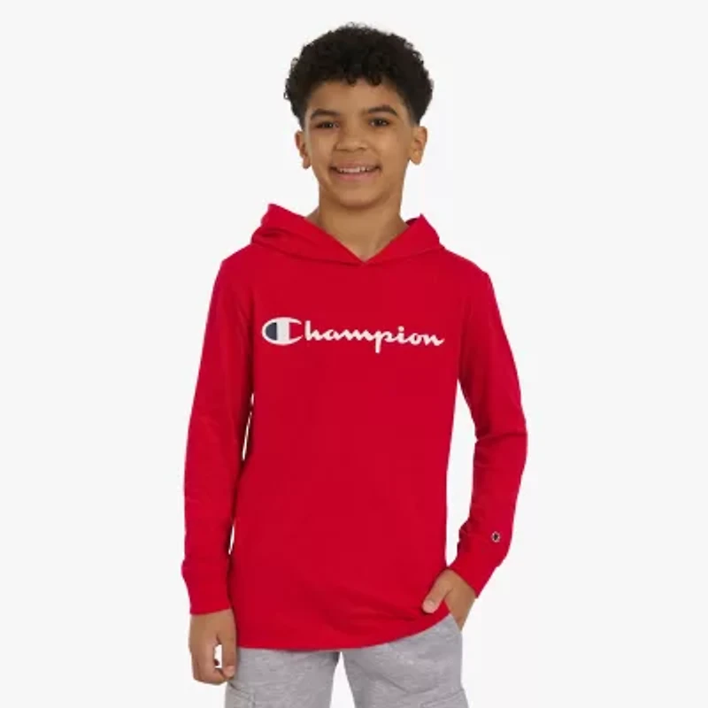 Champion Big Kid Boys Hooded Long Sleeve Regular Fit Graphic T-Shirt