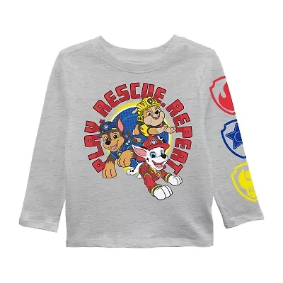 Toddler Boys Crew Neck Long Sleeve Paw Patrol Graphic T-Shirt