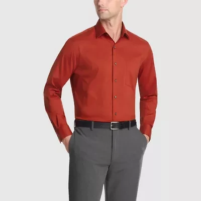 Van Heusen Everyday Defense Stain Shield Fitted Mens Modern Fit Stretch Fabric Wrinkle Free Long Sleeve Dress Shirt