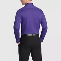 Van Heusen Fitted Everyday Defense Stain Shield Mens Stretch Fabric Wrinkle Free Long Sleeve Dress Shirt