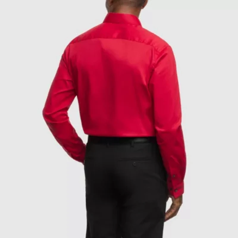 Van Heusen Fitted Everyday Defense Stain Shield Mens Modern Fit Stretch Fabric Wrinkle Free Long Sleeve Dress Shirt