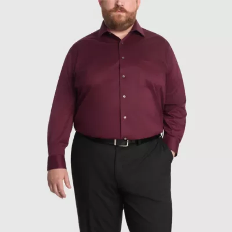 Van Heusen Big And Tall Ultra Flex Wrinkle Free Mens Classic Fit Stretch Fabric Long Sleeve Dress Shirt